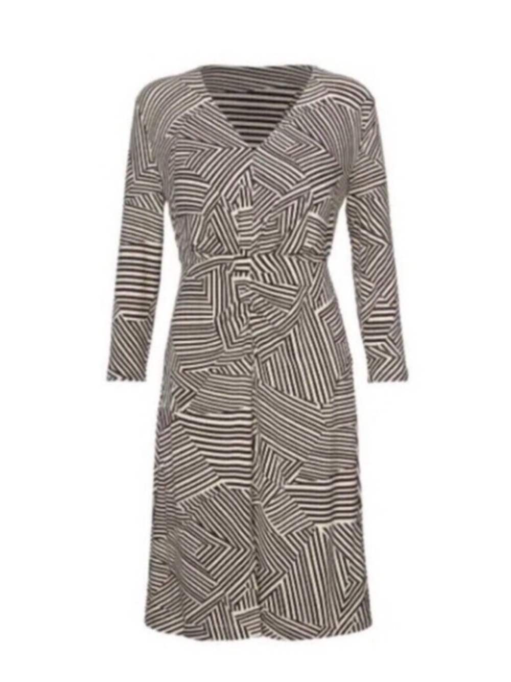 CAbi Manhattan Dress Style 4614 Size XSmall Brown/Bone Biscotti Stripe Knit.